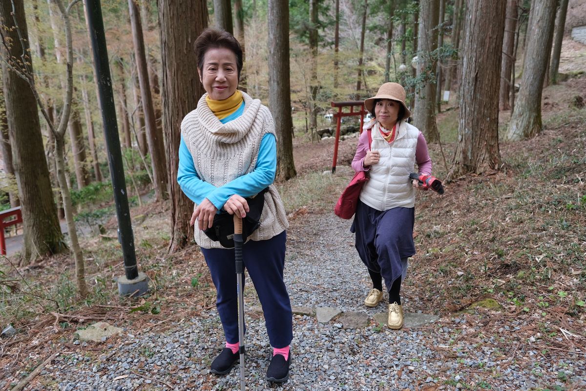 Walking through a beautiful mountain forest path